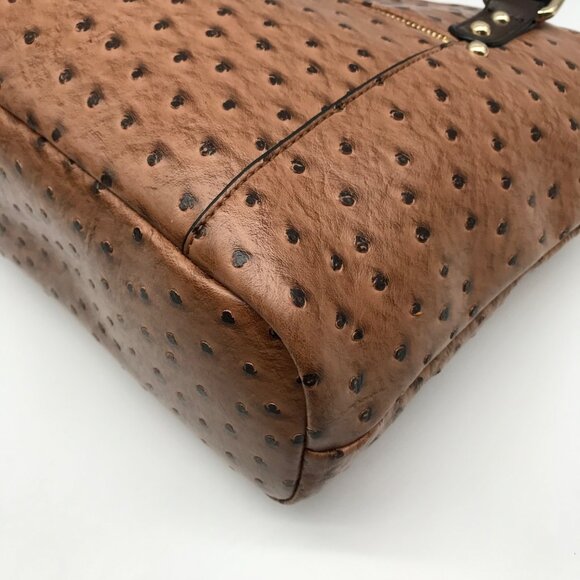 Giani Bernini Brown Embossed Ostrich Leather Handbag - Picture 7 of 11
